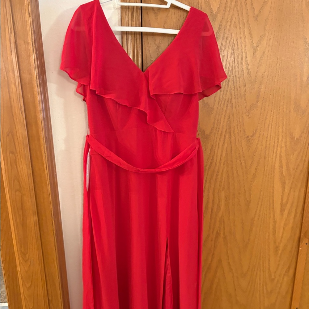 Elegant Red Ruffle Dress